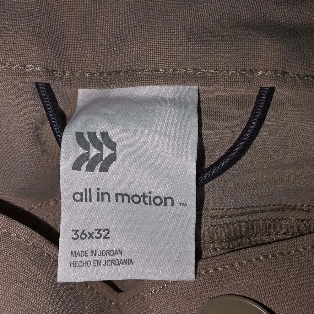 All in Motion Mens Golf Pants Tan 36x32 Recycled Polyester Stretch PID-3G91G4